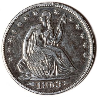 1853 Arrows and Rays Seated Half - Dollar