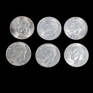 Thirteen (13) Eisenhower Silver Dollars (1) 1971, (8) 1972, (2) 1974, (2) 1977