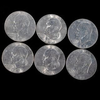 Twelve (12) 1977 Eisenhower Silver Dollars