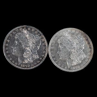 Two 1879 $1 Morgan Silver Dollar Coins