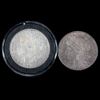 Two 1878 $1 Morgan Silver Dollar Coins