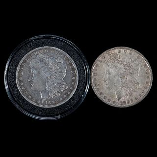 Two 1882 $1 Morgan Silver Dollar Coins