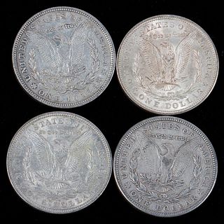 Four 1921 $1 Morgan Silver Dollar Coins