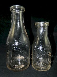 Dairy bottles - 2 clear, Ohio