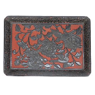 Antique Chinese Cinnabar Lacquered Tray