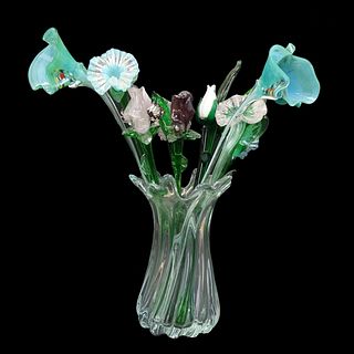 Chribska Glassworks Vase w/ Murano flowers