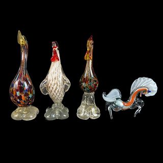 Four (4) Vintage Murano Glass Animal Figurines