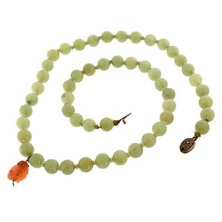 Chinese Jade Bead Necklace