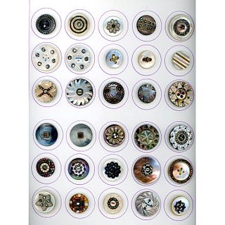 1 Card Of Assorted Pearl Buttons With Metal Ome