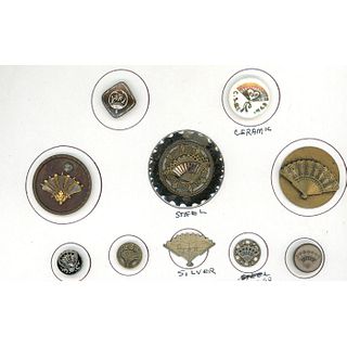 A Small Card Of Assorted Material Pictorial Fan Buttons