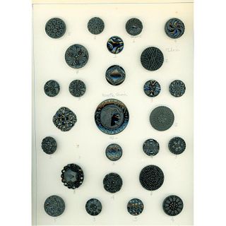 A Full Card Of Division 1 Black Glass Buttons