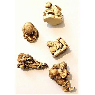 A Small Card Of Natural Material Netsuke'S
