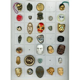 A Card Of Assorted Material Buttons Of Masks.