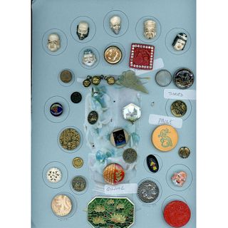 Full Card Of Assorted Material Asian Buttons