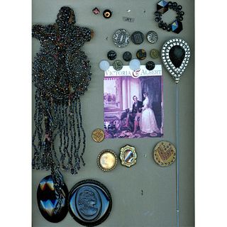A Card Of Buttons And Novelties Including Black Glass.