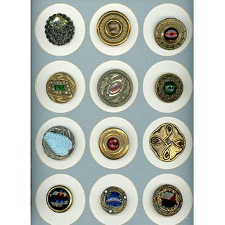 A Card Of Large Jewel And Gay 90 Type Buttons
