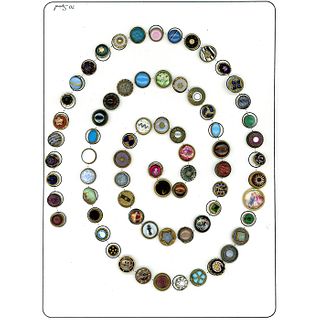 Full Card Of Glass In Metal "Waistcoat" Type Buttons