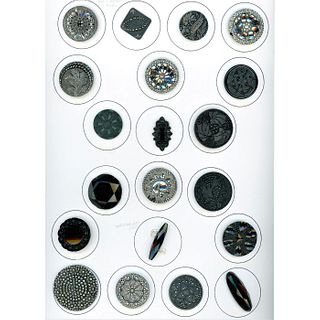 Full Card Of Division 1 Lacy Black Glass Buttons