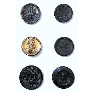Small Card Of Div 1 And 3 Black Glass Pictorial Buttons