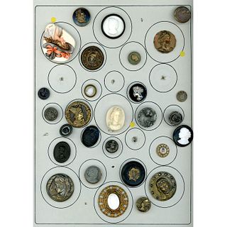 A Card Of Assorted Material Buttons Of Various Heads.
