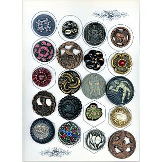 A Card Of Assorted Pressed Wood Division 3 Buttons
