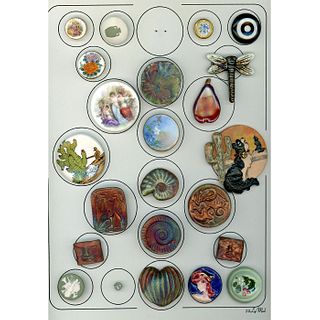A Card Of Assorted Div 1 And 3 Ceramic Buttons