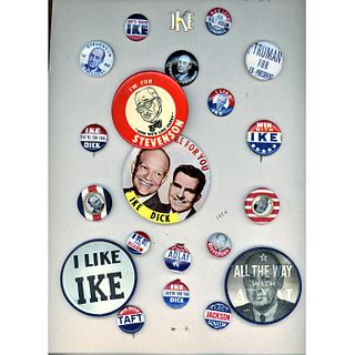 An Assortment Of Campaing Political Pin Back Buttons