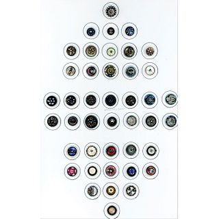 A Card Of Division 1 Pearl Center Steel Cup Buttons