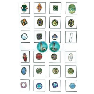 A Card Of Assorted Enamel Buttons