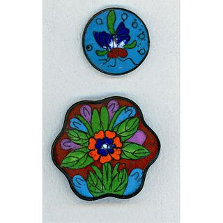 A Small Card Of Chinese Cloissonne Enamel Buttons