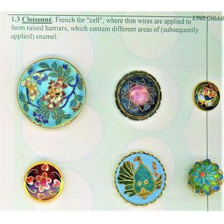 A Small Card Of Cloissonne Enamel Buttons