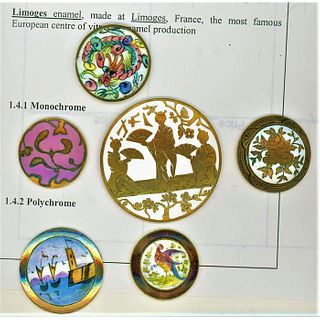 A Small Card Of Assorted Technique Enamel Buttons