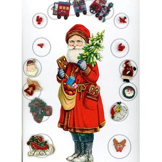 5 Cards Of Assorted Material Buttons For Christmas