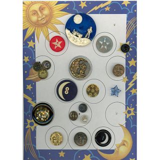 2 Cards Of Assorted Material Moons And Star Buttons