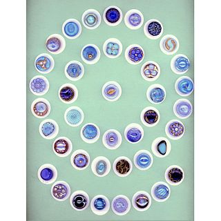 Full Card Of 1940'S West German Glass Moonglow Buttons