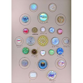 Card Of 1940'S West German Glass Aurora Lustre Buttons