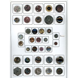A Full Card Of Division 1 Black Glass Buttons