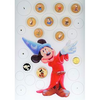 3 Partial Cards Of Disney And Cartoon Buttons