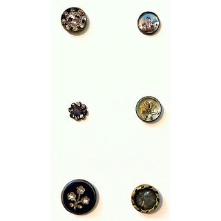 A Small Card Of Glass And Under Glass In Metal Buttons