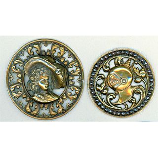 A Pair Of Division 1 Pierced Brass Buttons