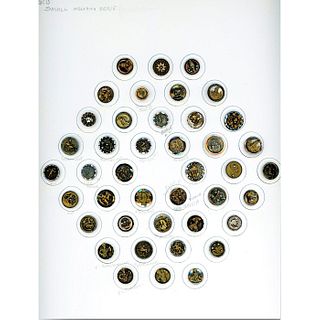 A Full Card Of Assorted Pictorial Steel Cup Buttons