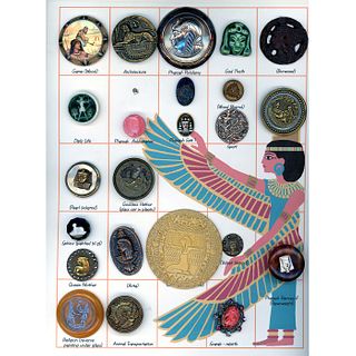 A Card Of Assorted Material Egyptian Revival Buttons