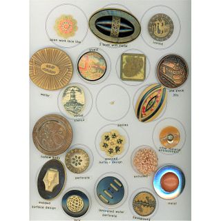 A Card Of Assorted Div 1 And 3 Cellulloid Buttons