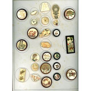 A Card Of Assorted Natural Material And Bone Buttons