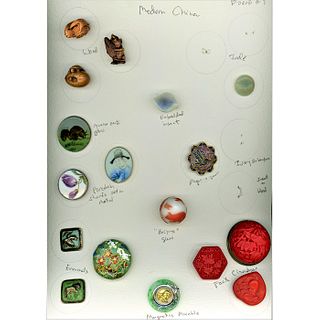 Partial Card Of Assorted Asian Material Buttons