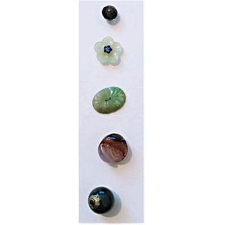 Small Card Of Gemstone Buttons Including Jade