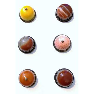 Small Card Of Gemstone Buttons Including Yellow Jade
