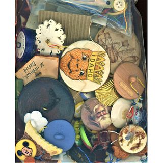 Large Bag Lot Of Assorted Material Buttons