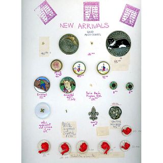 A Card Of Assorted Material Buttons Including Enamel.
