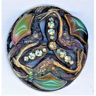A Rare Division 1 Tri Design Paste Jewel Trimmed Button